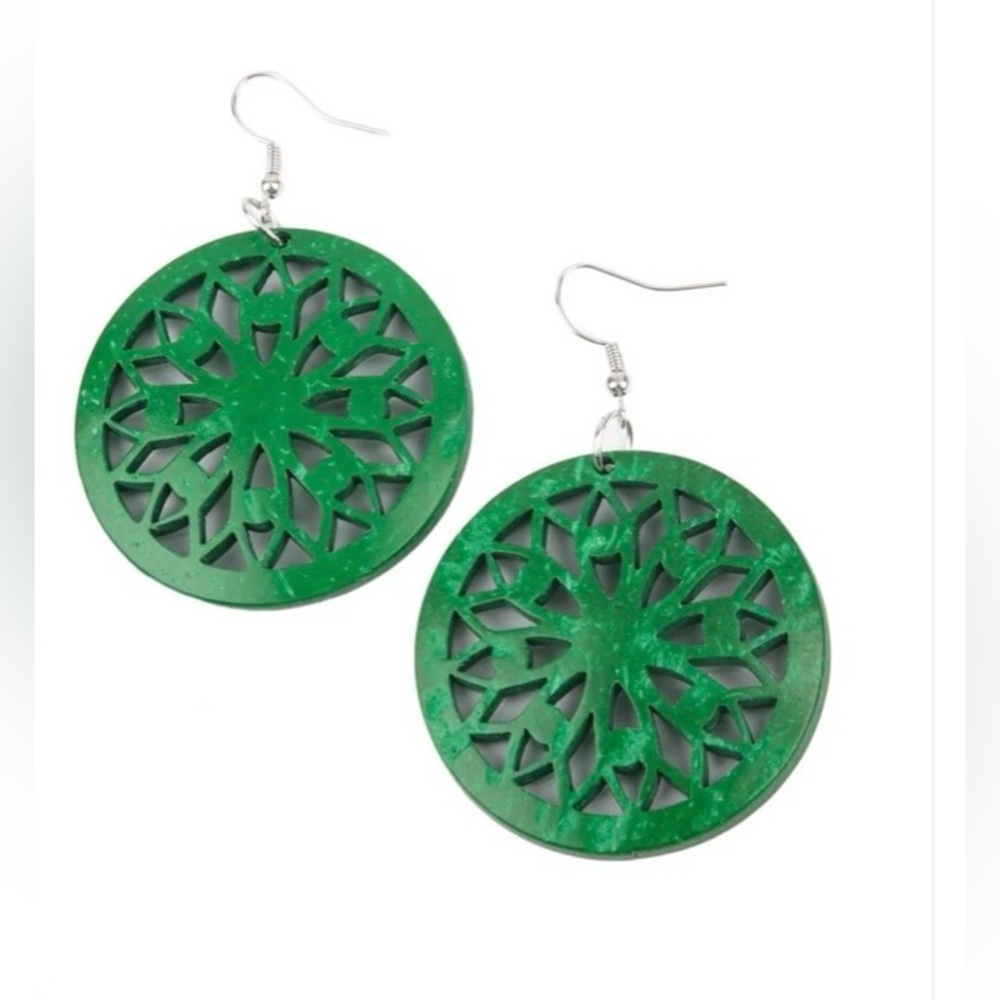 Paparazzi Forest Green Statement Earrings